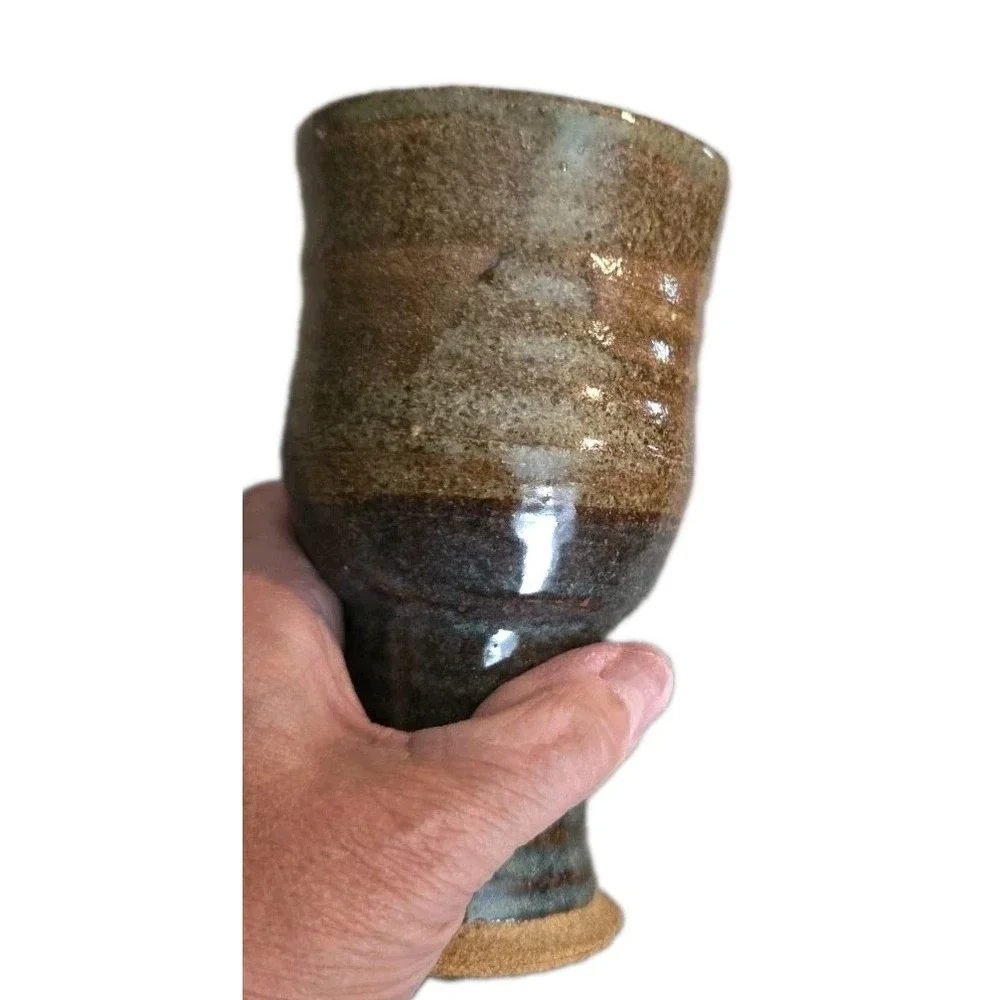 Handmade Rustic Pottery Pitcher And Chalice/Small Pitcher Stoneware Glazed